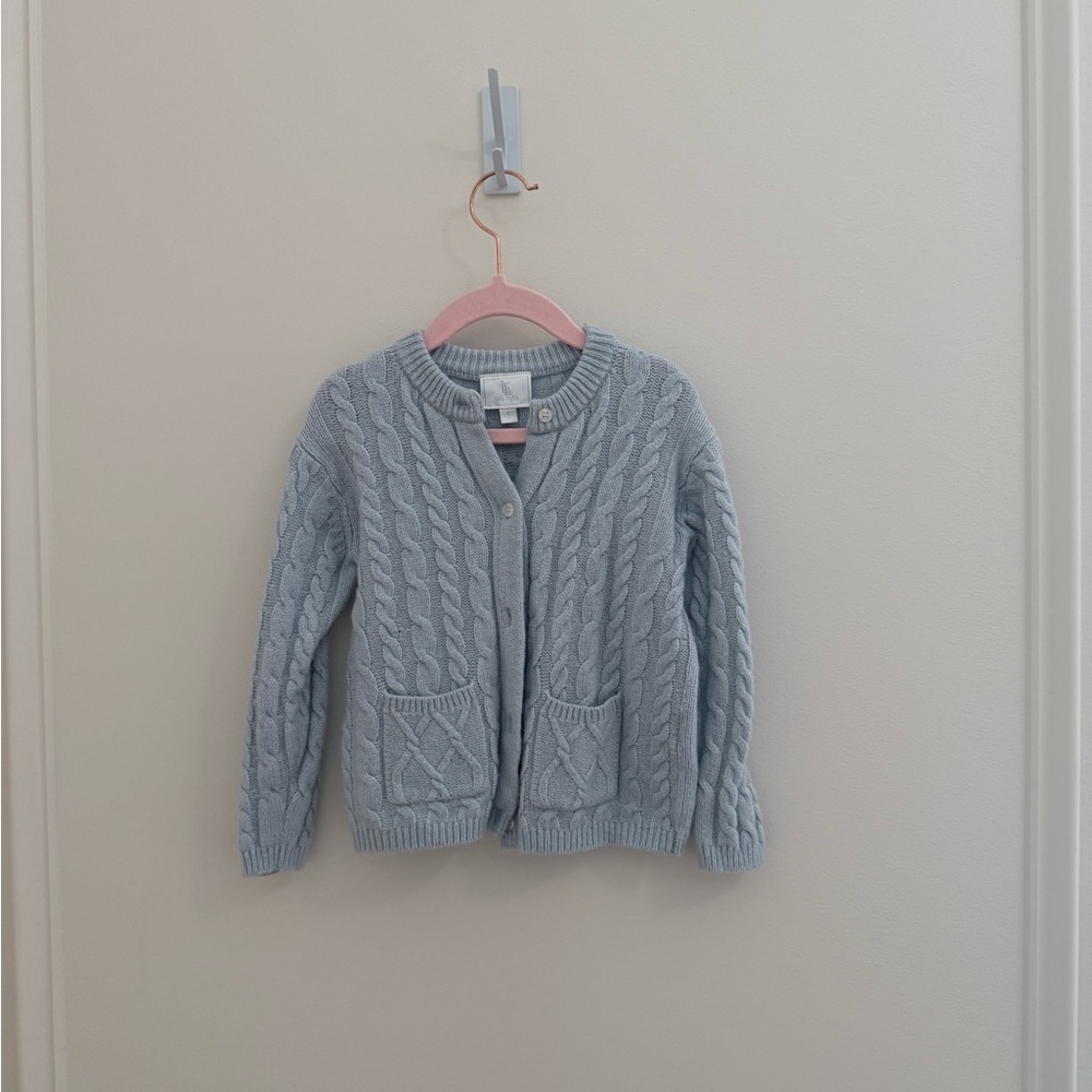 Little English Pale Blue Cable Knit Cardigan 4T